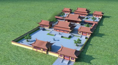 中式寺庙3D模型下载